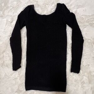 BCBG bodycon ribbed long sleeve little black dress.
